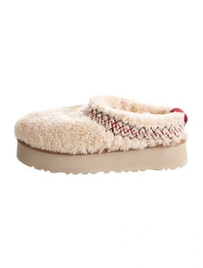 Pre-owned Ugg Shearling Embroidered Accent Flats In Neutral