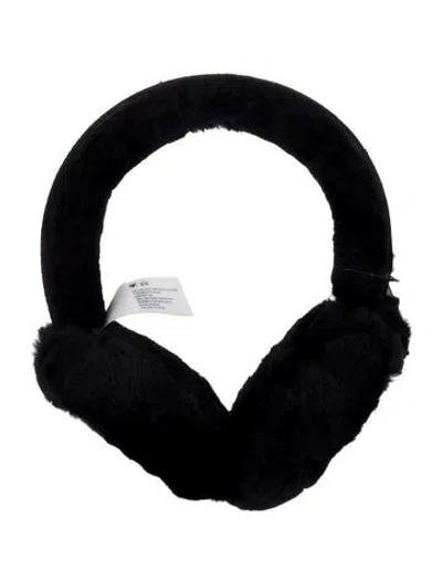 Pre-owned Ugg Shearling Embroidered Earmuffs W/tags In Black