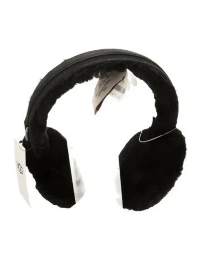 Pre-owned Ugg Shearling Fur Trim Earmuffs In Black