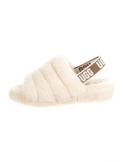 Pre-owned Ugg Shearling Fur Trim Espadrilles In Neutral