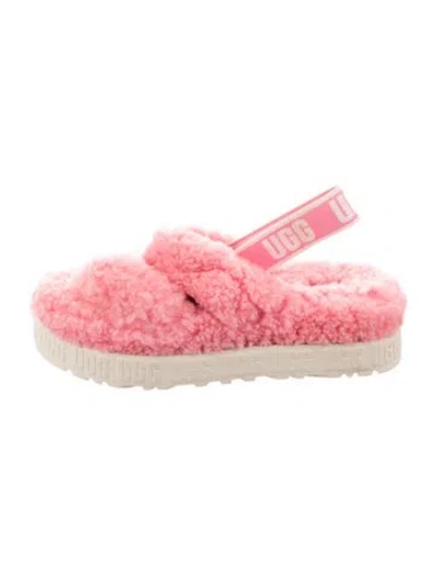 Pre-owned Ugg Shearling Graphic Print Slingback Sandals In Pink