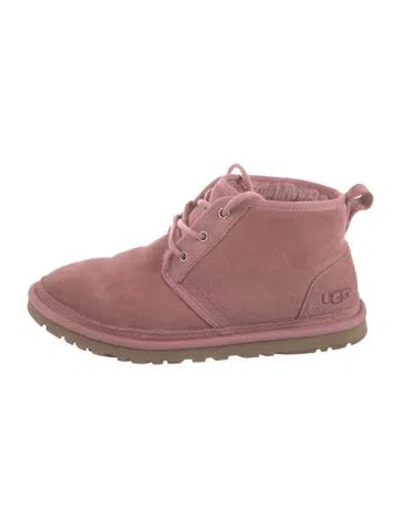 Pre-owned Ugg Shearling Lace-up Boots In Pink