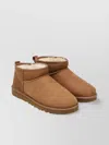 Ugg Classic Ultra Mini Low Heels Ankle Boots In Leather Color Suede In Brown