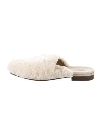 Pre-owned Ugg Shearling Mules In Neutrals