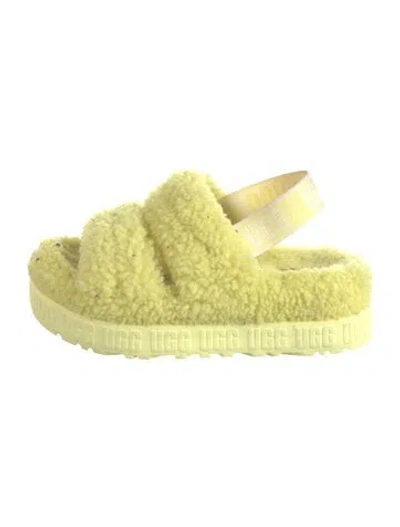 Pre-owned Ugg Shearling Mules In Yellow