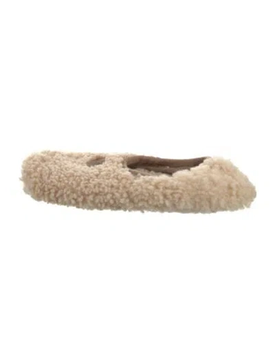 Pre-owned Ugg Shearling Patterned Mules In Neutral