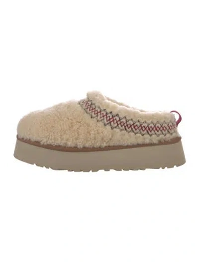Pre-owned Ugg Shearling Patterned Mules In Neutrals