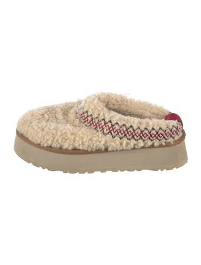 Pre-owned Ugg Shearling Patterned Mules In Neutrals