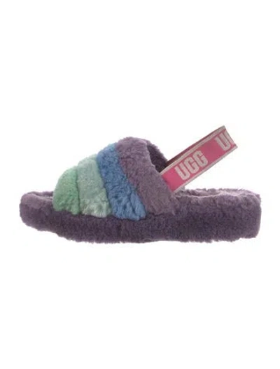 Pre-owned Ugg Shearling Patterned Slingback Flats In Purple