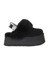 Ugg Shearling Platform Slingback Slippers In Black