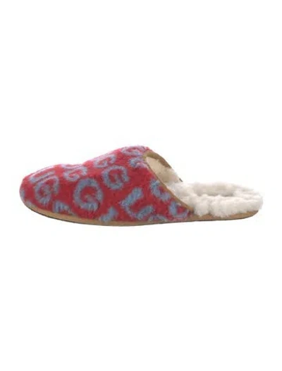Pre-owned Ugg Shearling Printed Mules In Red