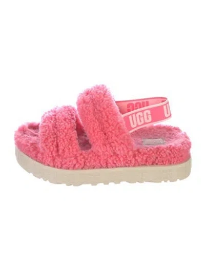 Pre-owned Ugg Shearling Printed Sandals In Pink