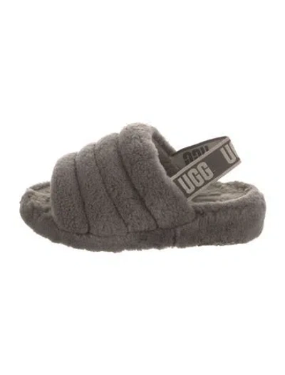 Pre-owned Ugg Shearling Printed Slingback Flats In Gray