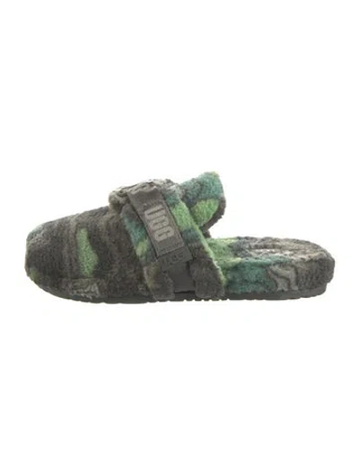 Pre-owned Ugg Shearling Printed Slippers In Green