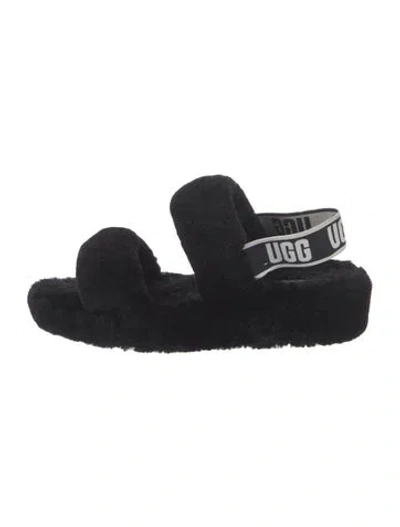 Pre-owned Ugg Shearling Sandals In Black