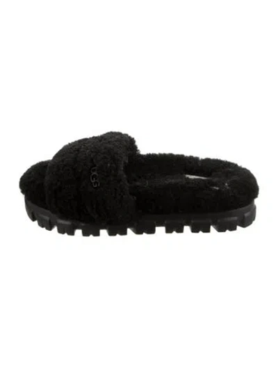 Pre-owned Ugg Shearling Slides In Black