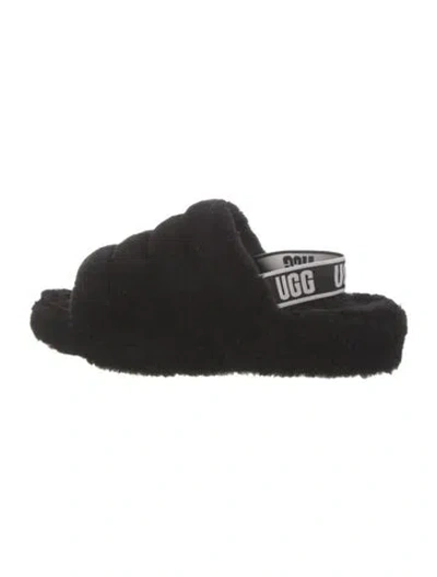 Pre-owned Ugg Shearling Slides In Black