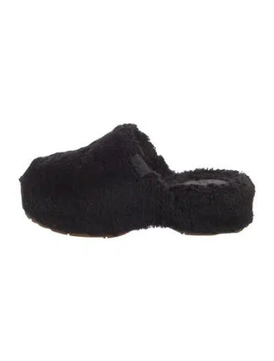 Pre-owned Ugg Shearling Slides In Black