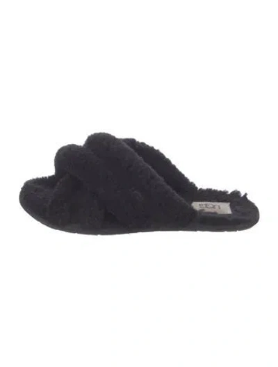 Pre-owned Ugg Shearling Slides In Black
