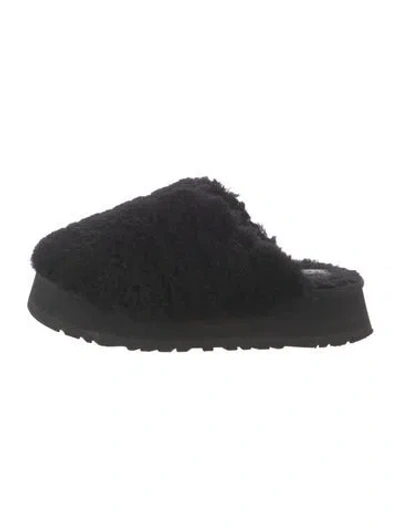 Pre-owned Ugg Shearling Slides In Black