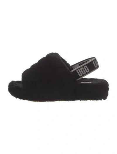 Pre-owned Ugg Shearling Slides In Black