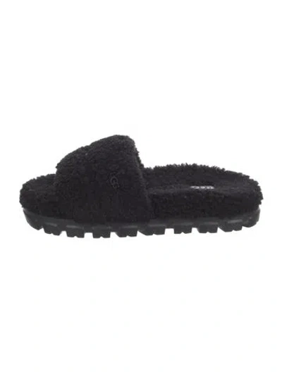 Pre-owned Ugg Shearling Slides In Black