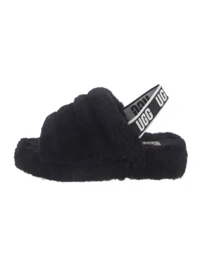 Pre-owned Ugg Shearling Slides In Black