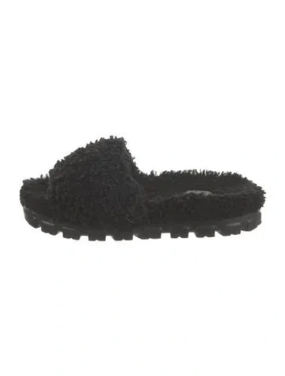 Pre-owned Ugg Shearling Slides In Black