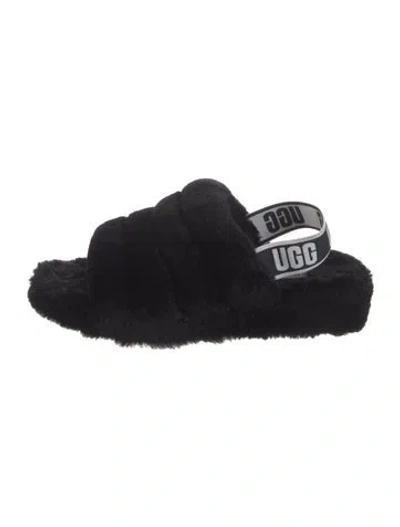 Pre-owned Ugg Shearling Slides In Black