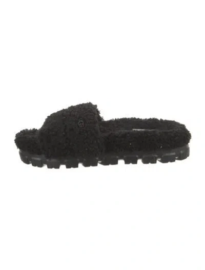 Pre-owned Ugg Shearling Slides In Black