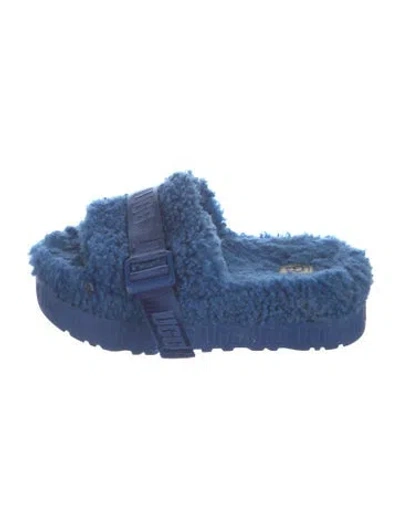 Pre-owned Ugg Shearling Slides In Blue