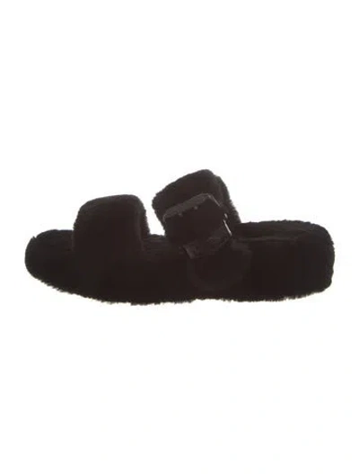 Pre-owned Ugg Shearling Slides In Brown