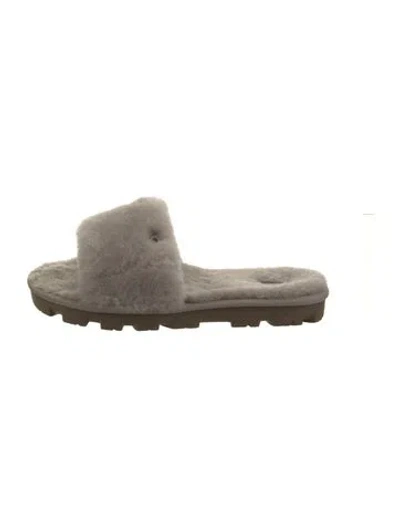 Pre-owned Ugg Shearling Slides In Gray