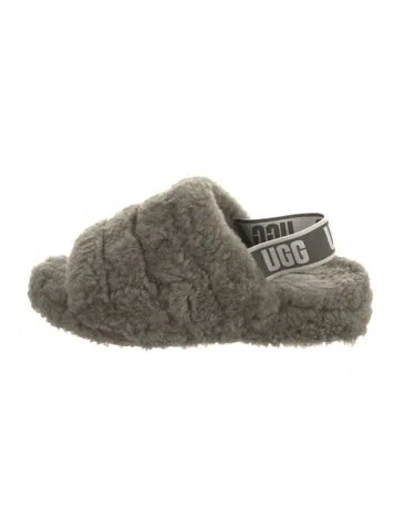 Pre-owned Ugg Shearling Slides In Green