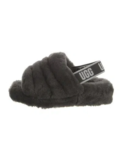 Pre-owned Ugg Shearling Slides In Grey