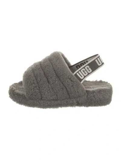 Pre-owned Ugg Shearling Slides In Grey