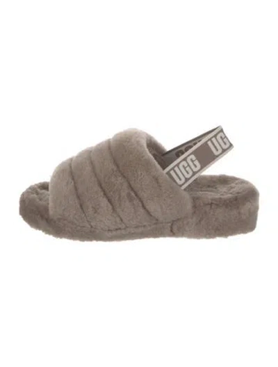 Pre-owned Ugg Shearling Slides In Grey