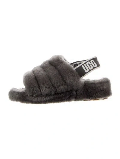 Pre-owned Ugg Shearling Slides In Grey