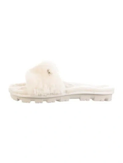 Pre-owned Ugg Shearling Slides In Neutral