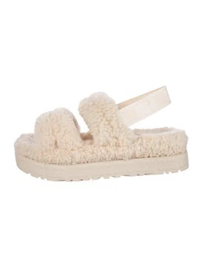 Pre-owned Ugg Shearling Slides In Neutral