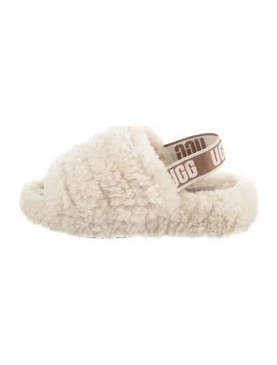 Pre-owned Ugg Shearling Slides In Neutrals