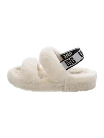 Pre-owned Ugg Shearling Slides In Neutrals