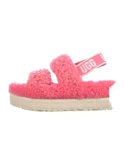 Pre-owned Ugg Shearling Slides In Neutrals/pink