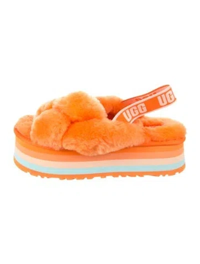 Pre-owned Ugg Shearling Slides In Orange