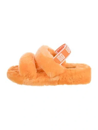 Pre-owned Ugg Shearling Slides In Orange