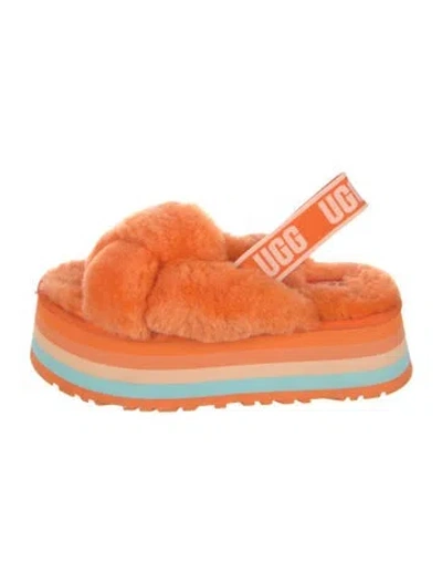 Pre-owned Ugg Shearling Slides In Orange
