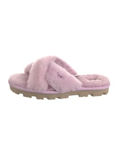 Pre-owned Ugg Shearling Slides In Pink