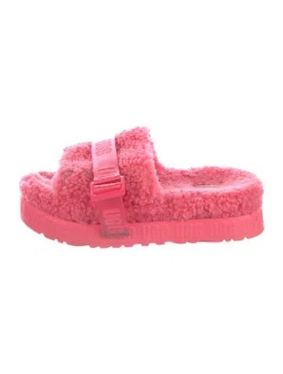 Pre-owned Ugg Shearling Slides In Pink