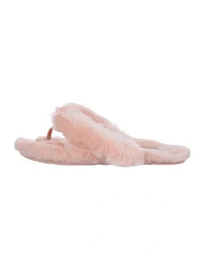 Pre-owned Ugg Shearling Slides In Pink