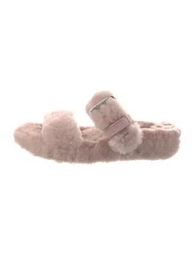 Pre-owned Ugg Shearling Slides In Pink